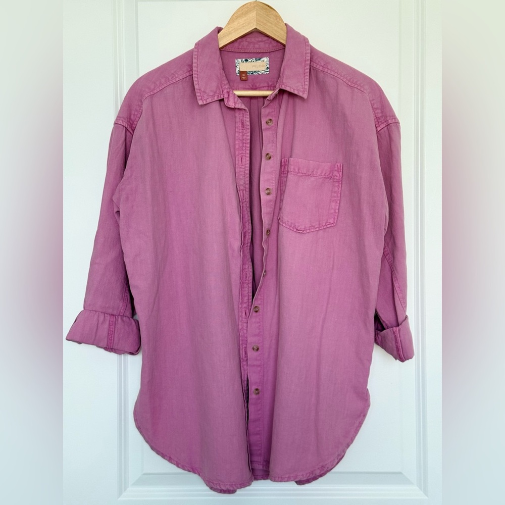 Anthropologie - Fuscia Button Down Painter’s Shirt